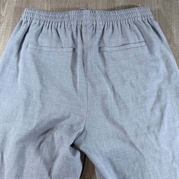 Theory Women’s 2 Lt Blue Wool Pants Stretch Waist Interior Drawstring Front Seam - Picture 2 of 6